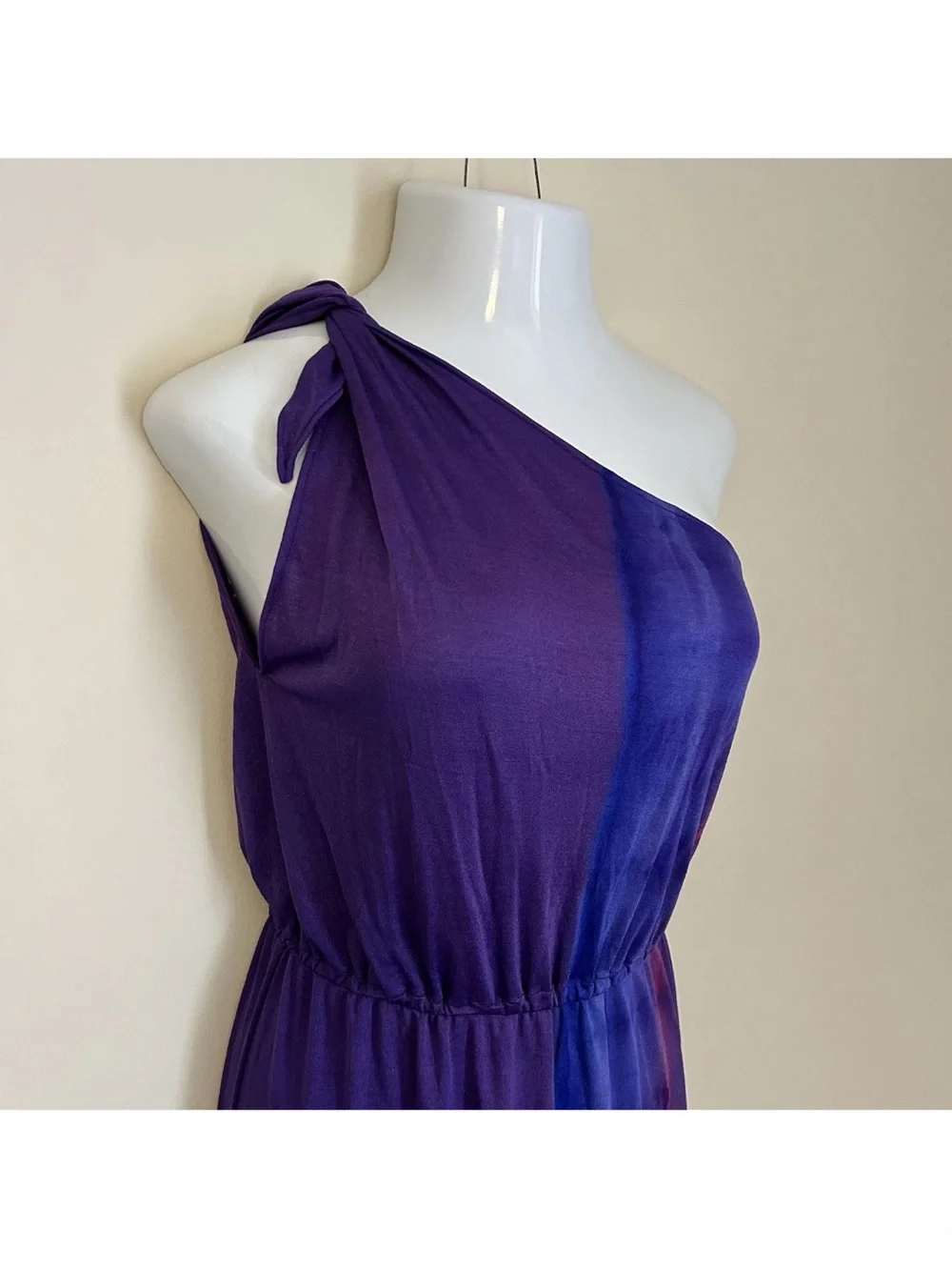 Vintage Whispers Nightgown Goddess Medium (10) purple gradient one shoulder tie